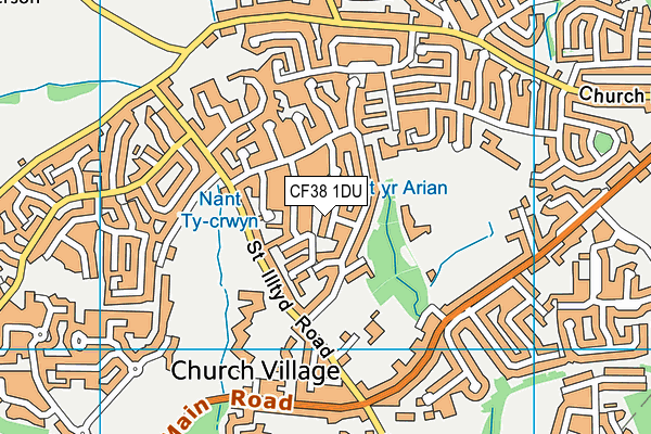 CF38 1DU map - OS VectorMap District (Ordnance Survey)