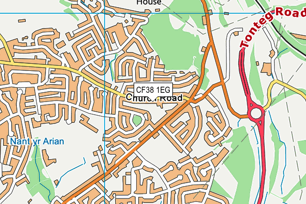 CF38 1EG map - OS VectorMap District (Ordnance Survey)