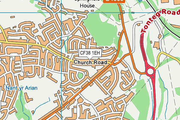 CF38 1EH map - OS VectorMap District (Ordnance Survey)