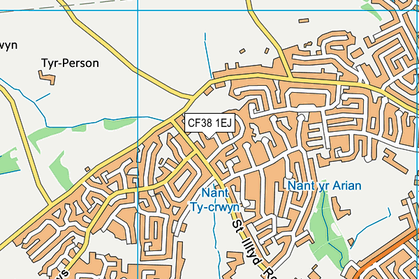 CF38 1EJ map - OS VectorMap District (Ordnance Survey)