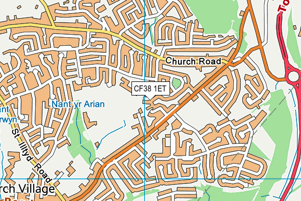 CF38 1ET map - OS VectorMap District (Ordnance Survey)