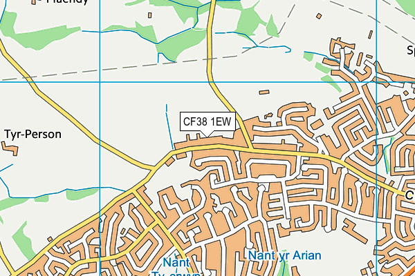 CF38 1EW map - OS VectorMap District (Ordnance Survey)