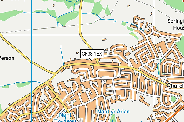 CF38 1EX map - OS VectorMap District (Ordnance Survey)