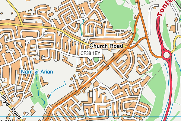 CF38 1EY map - OS VectorMap District (Ordnance Survey)