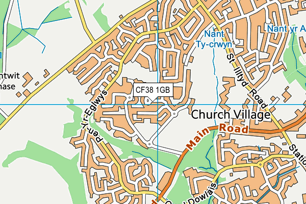 CF38 1GB map - OS VectorMap District (Ordnance Survey)
