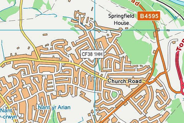 CF38 1HH map - OS VectorMap District (Ordnance Survey)