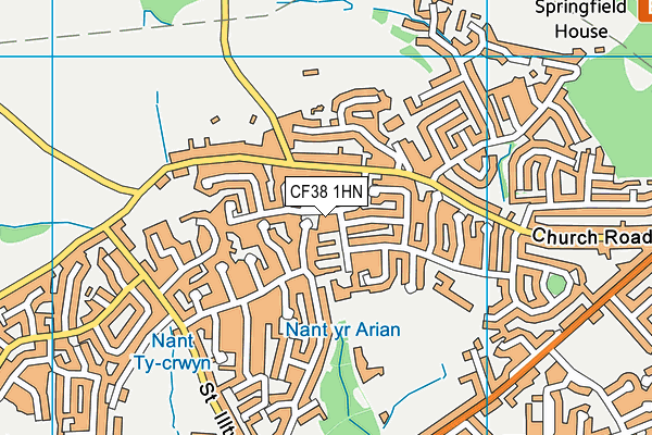 CF38 1HN map - OS VectorMap District (Ordnance Survey)