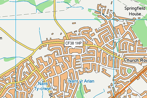 CF38 1HP map - OS VectorMap District (Ordnance Survey)