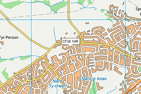 CF38 1HR map - OS VectorMap District (Ordnance Survey)