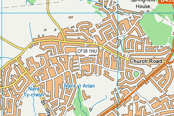 CF38 1HU map - OS VectorMap District (Ordnance Survey)