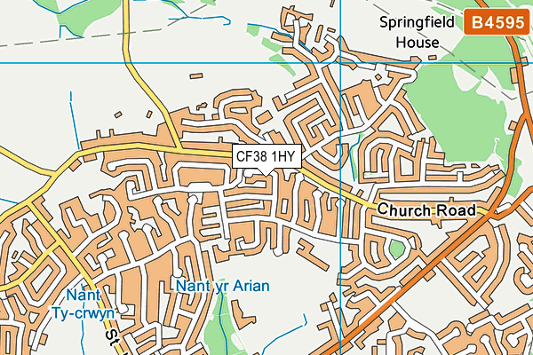 CF38 1HY map - OS VectorMap District (Ordnance Survey)