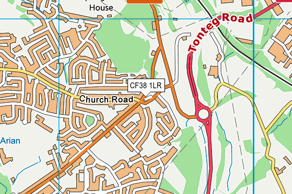 CF38 1LR map - OS VectorMap District (Ordnance Survey)