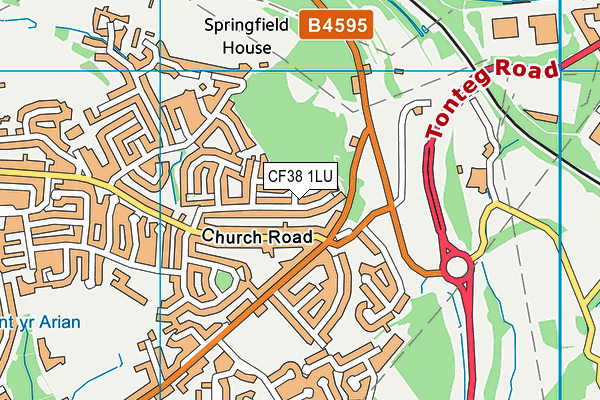 CF38 1LU map - OS VectorMap District (Ordnance Survey)