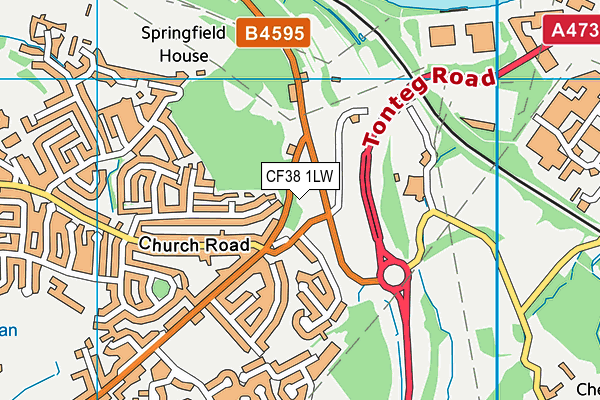 CF38 1LW map - OS VectorMap District (Ordnance Survey)