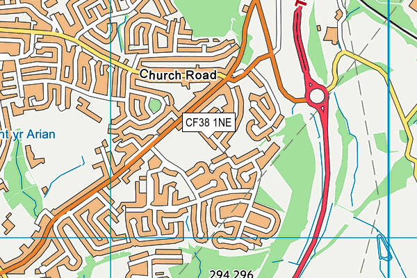 CF38 1NE map - OS VectorMap District (Ordnance Survey)