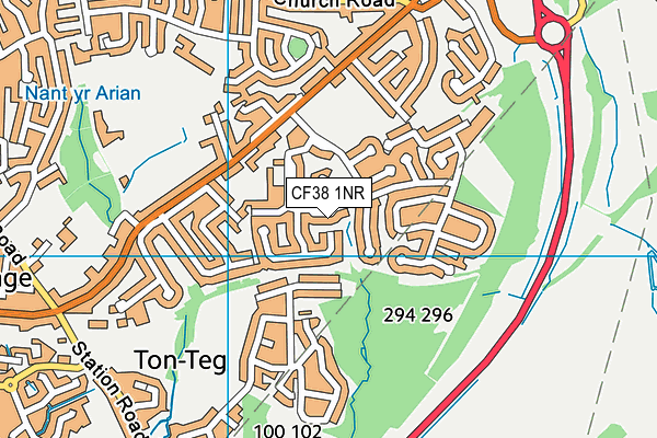 CF38 1NR map - OS VectorMap District (Ordnance Survey)