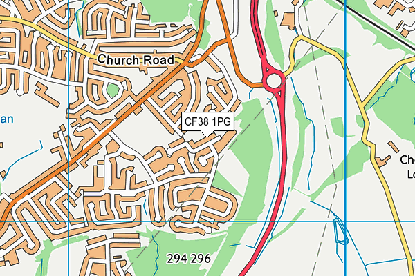 Ysgol Ty Coch map (CF38 1PG) - OS VectorMap District (Ordnance Survey)