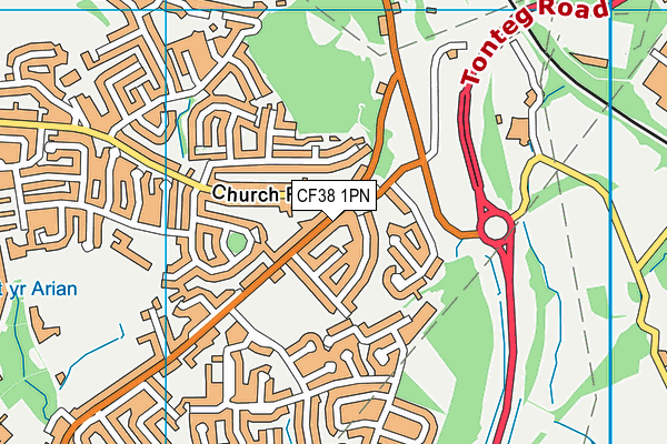 CF38 1PN map - OS VectorMap District (Ordnance Survey)