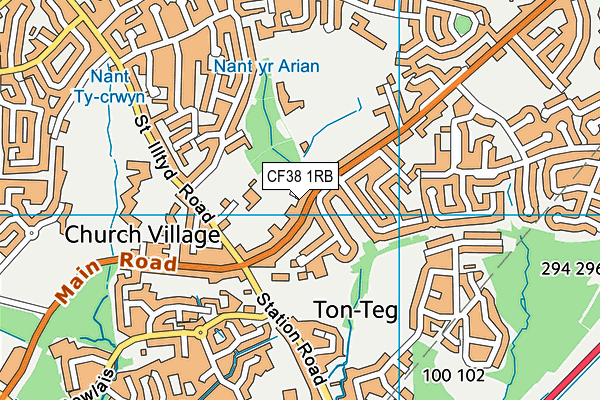 CF38 1RB map - OS VectorMap District (Ordnance Survey)