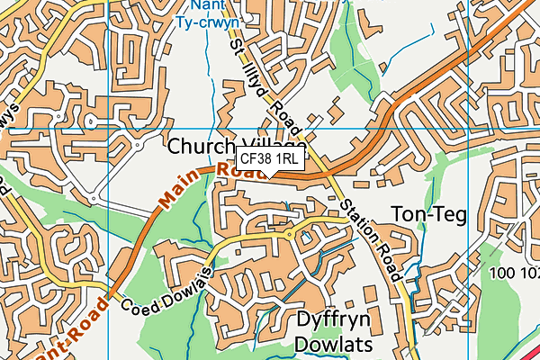 CF38 1RL map - OS VectorMap District (Ordnance Survey)