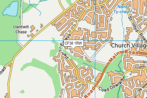 CF38 1RW map - OS VectorMap District (Ordnance Survey)