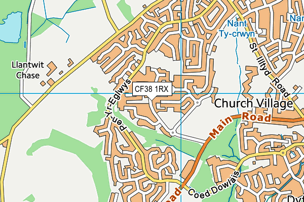 CF38 1RX map - OS VectorMap District (Ordnance Survey)