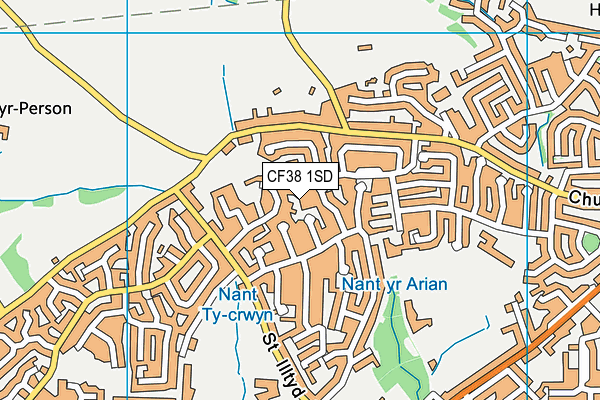 CF38 1SD map - OS VectorMap District (Ordnance Survey)