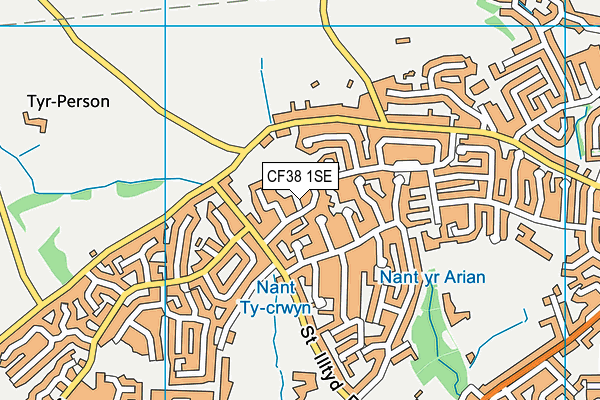CF38 1SE map - OS VectorMap District (Ordnance Survey)