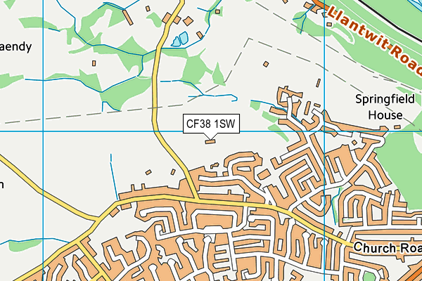 CF38 1SW map - OS VectorMap District (Ordnance Survey)