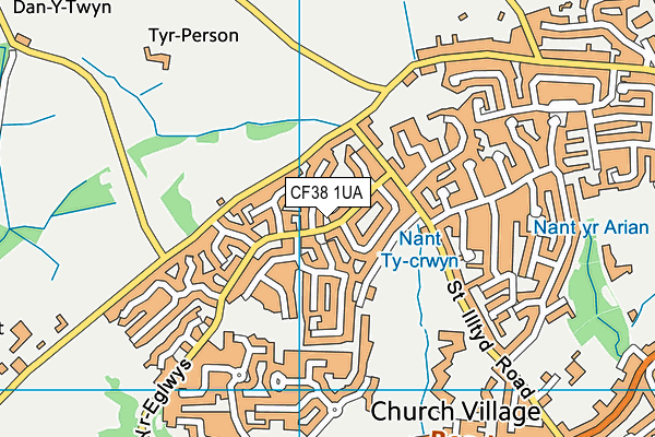 CF38 1UA map - OS VectorMap District (Ordnance Survey)