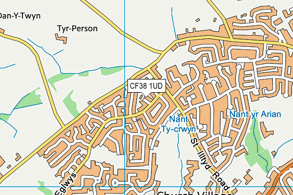 CF38 1UD map - OS VectorMap District (Ordnance Survey)