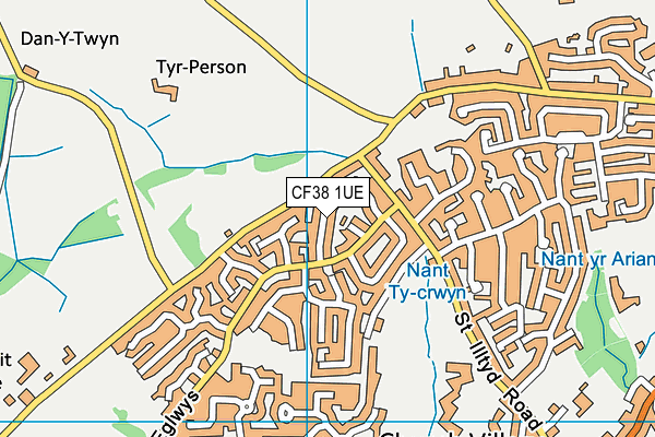 CF38 1UE map - OS VectorMap District (Ordnance Survey)