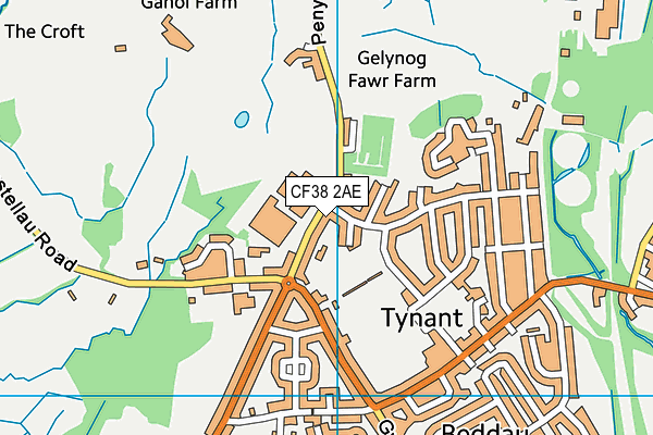 Bryncelynnog Comprehensive School map (CF38 2AE) - OS VectorMap District (Ordnance Survey)