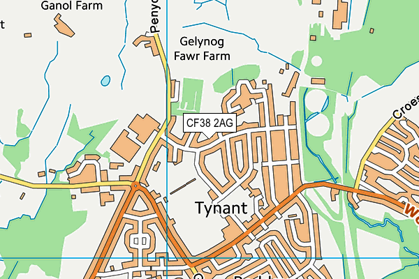 CF38 2AG map - OS VectorMap District (Ordnance Survey)