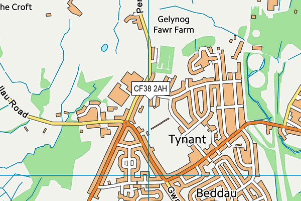 CF38 2AH map - OS VectorMap District (Ordnance Survey)