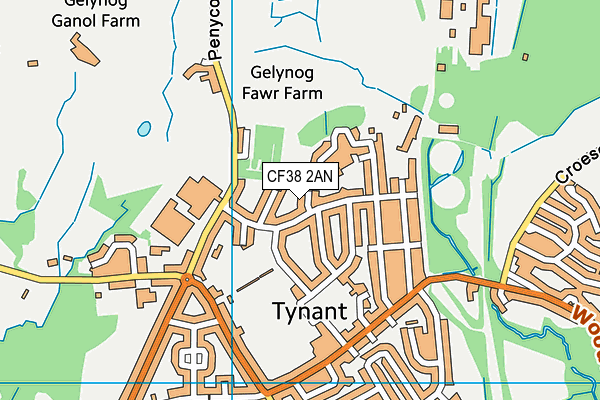 CF38 2AN map - OS VectorMap District (Ordnance Survey)