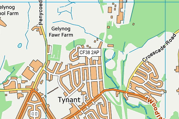 CF38 2AP map - OS VectorMap District (Ordnance Survey)