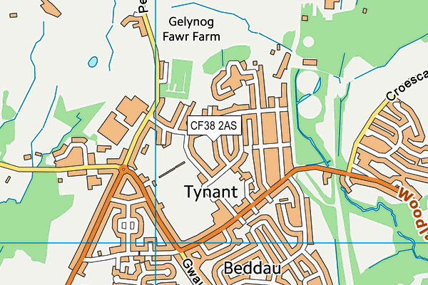 CF38 2AS map - OS VectorMap District (Ordnance Survey)