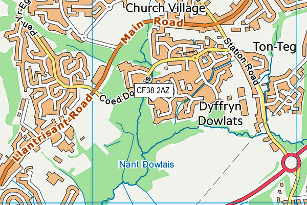 CF38 2AZ map - OS VectorMap District (Ordnance Survey)