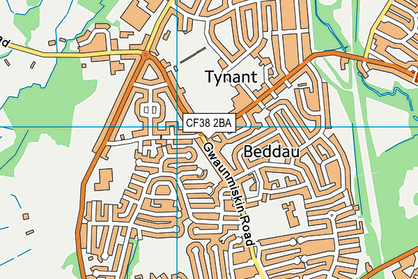 CF38 2BA map - OS VectorMap District (Ordnance Survey)