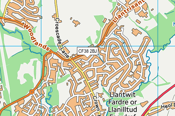 CF38 2BJ map - OS VectorMap District (Ordnance Survey)