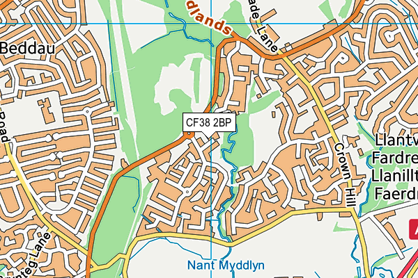 CF38 2BP map - OS VectorMap District (Ordnance Survey)