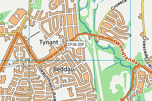 CF38 2DF map - OS VectorMap District (Ordnance Survey)