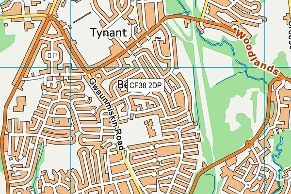 CF38 2DP map - OS VectorMap District (Ordnance Survey)