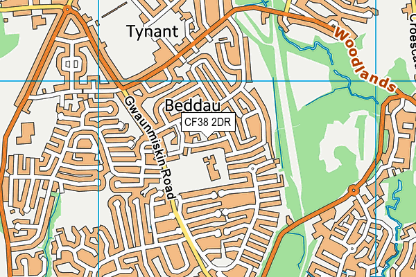 CF38 2DR map - OS VectorMap District (Ordnance Survey)