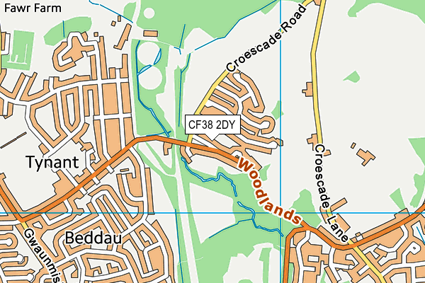 CF38 2DY map - OS VectorMap District (Ordnance Survey)