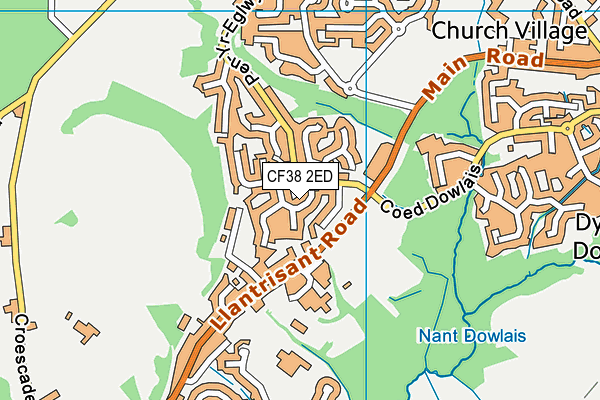 CF38 2ED map - OS VectorMap District (Ordnance Survey)