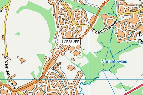 CF38 2EF map - OS VectorMap District (Ordnance Survey)