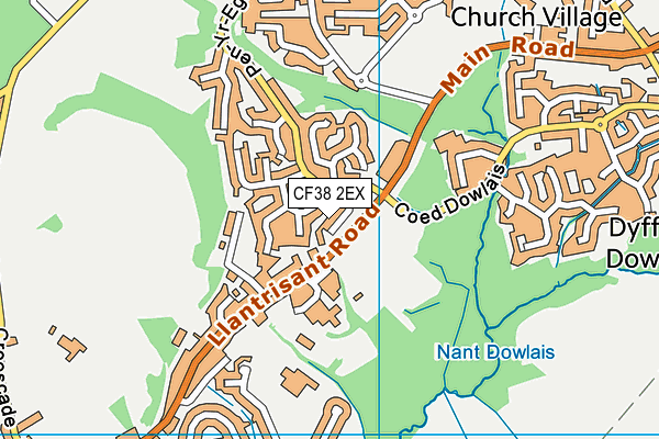 CF38 2EX map - OS VectorMap District (Ordnance Survey)