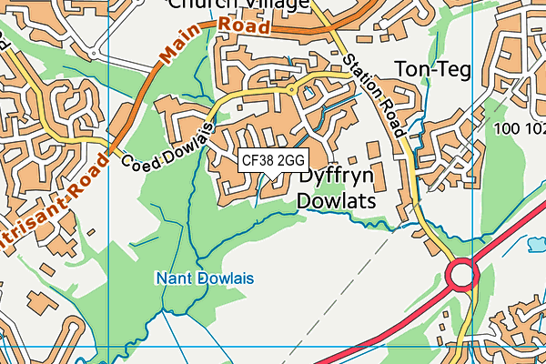 CF38 2GG map - OS VectorMap District (Ordnance Survey)